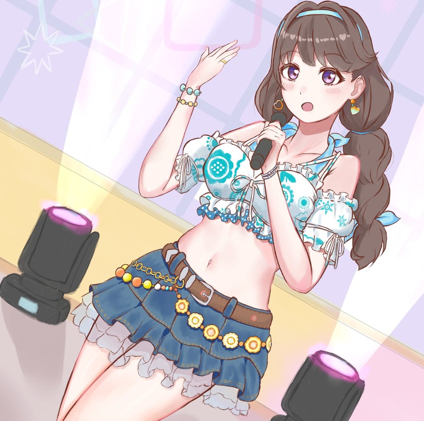 Love Live!、Love Live! 莲之空女学院学园偶像部、夏目疼痛 1名女孩 :D 蓝色发带 蓝裙子 脸红