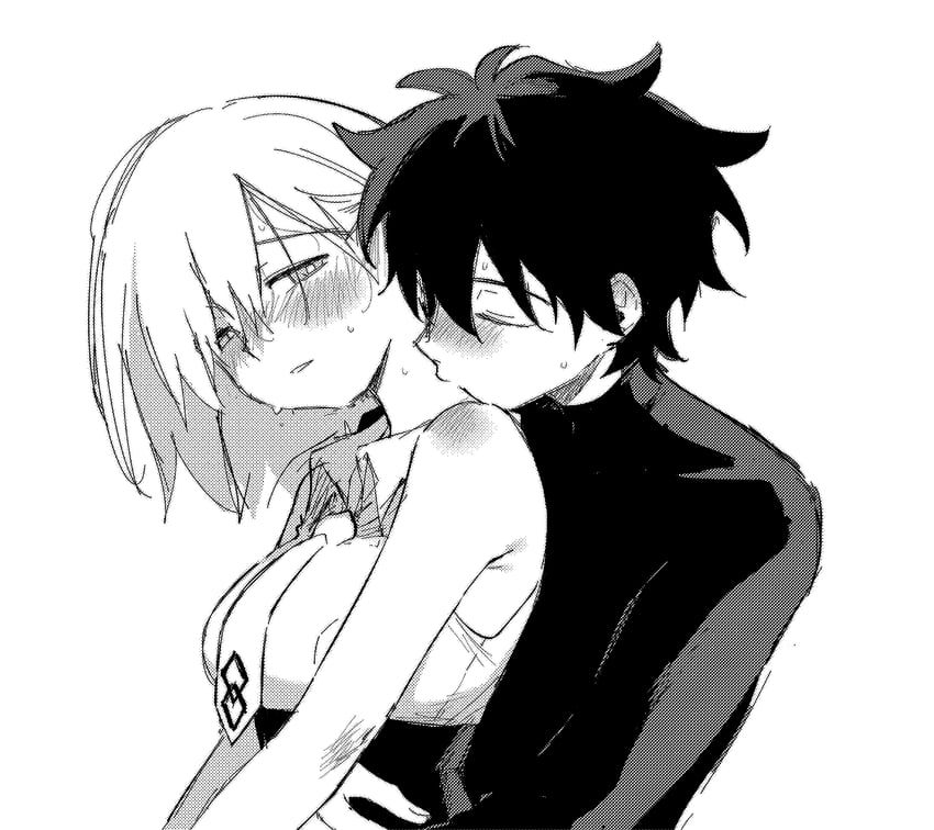 Fate/Grand Order、Fate系列、藤丸立香 (男) 1名男孩 1名女孩 脸红 迦勒底标志 闭眼