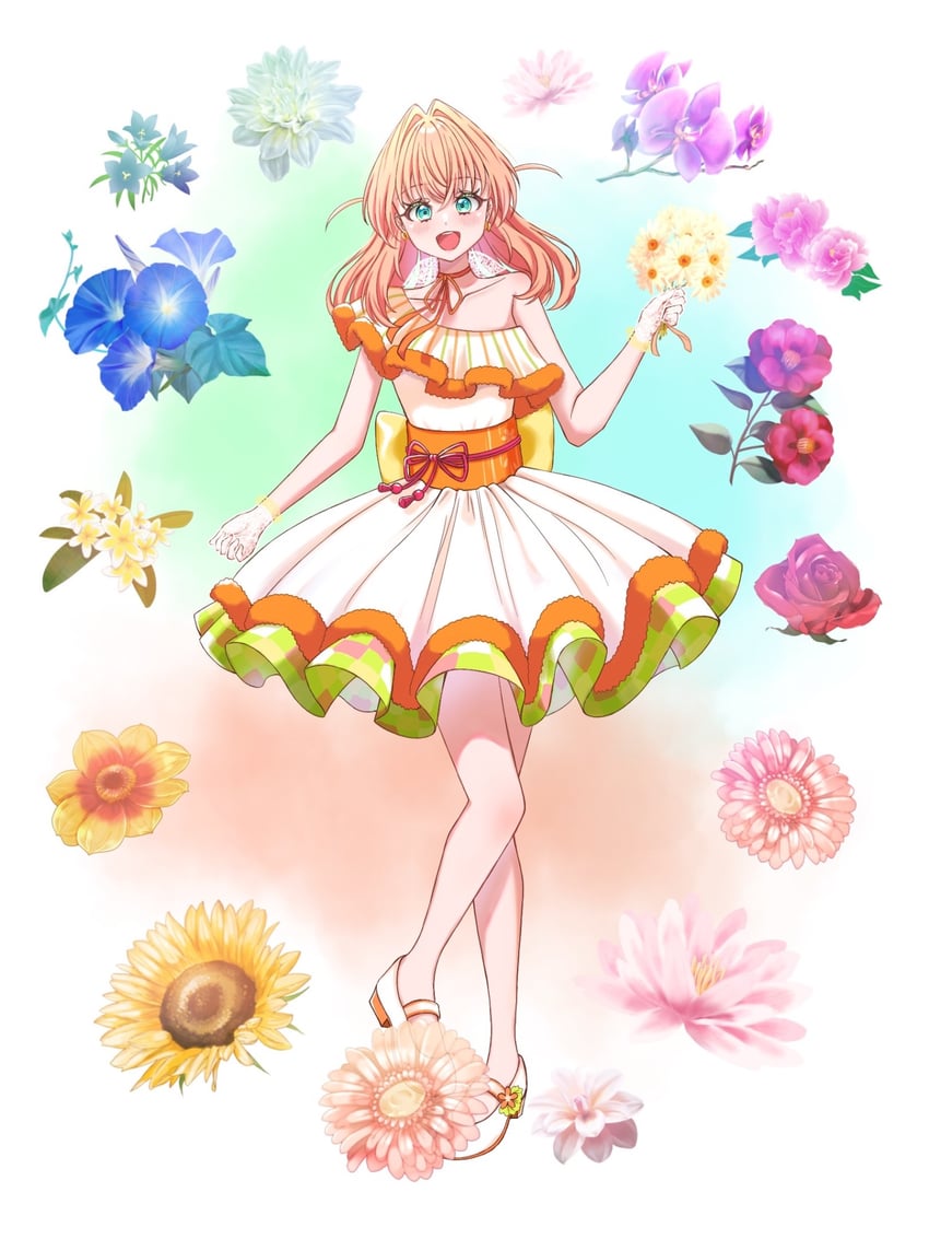 Love Live!、Love Live! 莲之空女学院学园偶像部、水彩世界 1名女孩 :D 水色瞳 后背蝴蝶结 裸腿