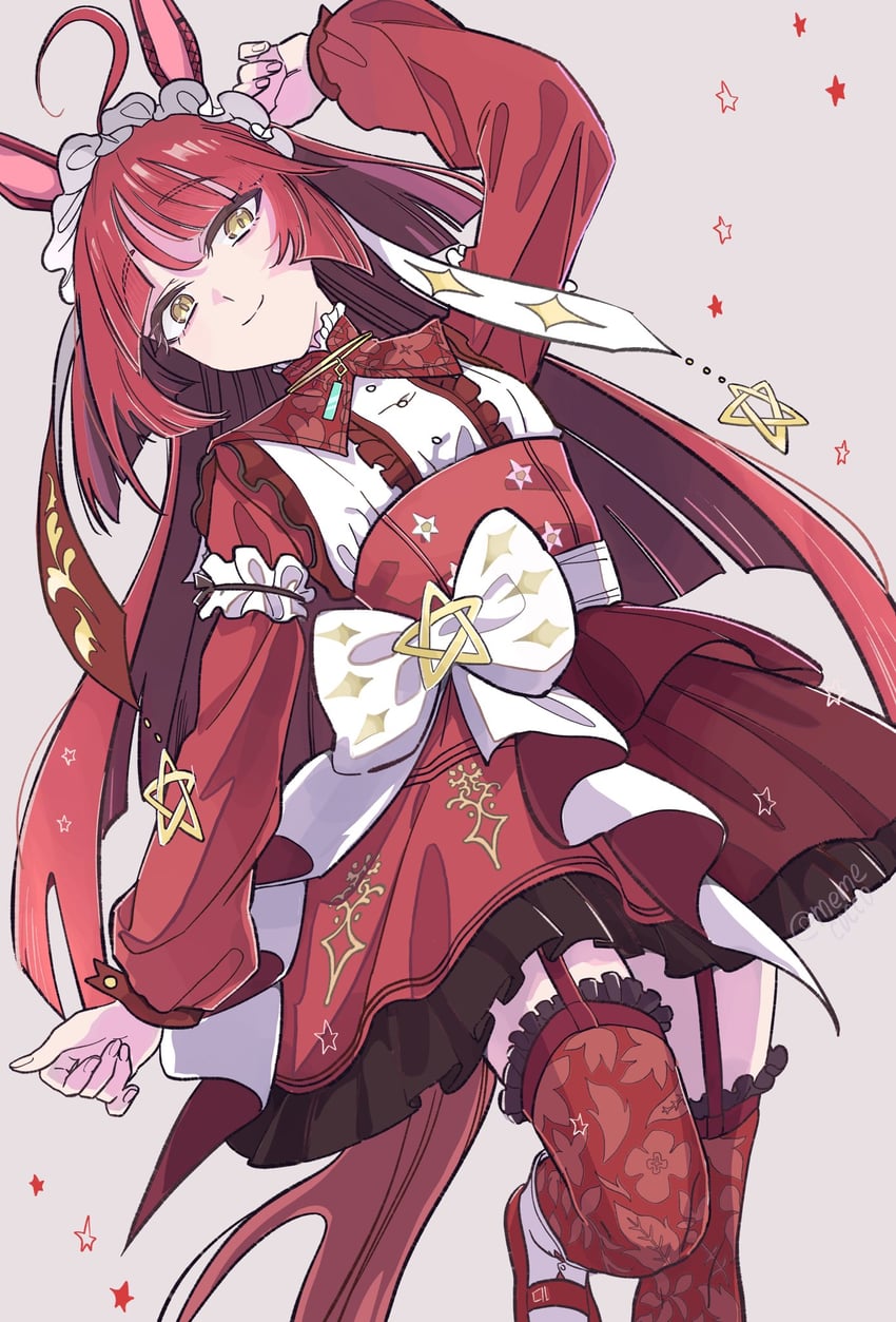 赛马娘、红色欲望 (神衣) (赛马娘)、红色欲望 (赛马娘) 1名女孩 呆毛 兽耳 齐刘海 齐发尾
