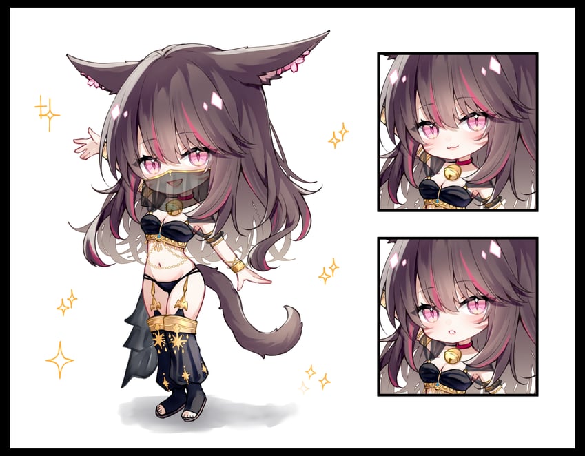 最终幻想、最终幻想14、光之战士 (FF14) 1名女孩 兽耳 举手 露肩 铃铛