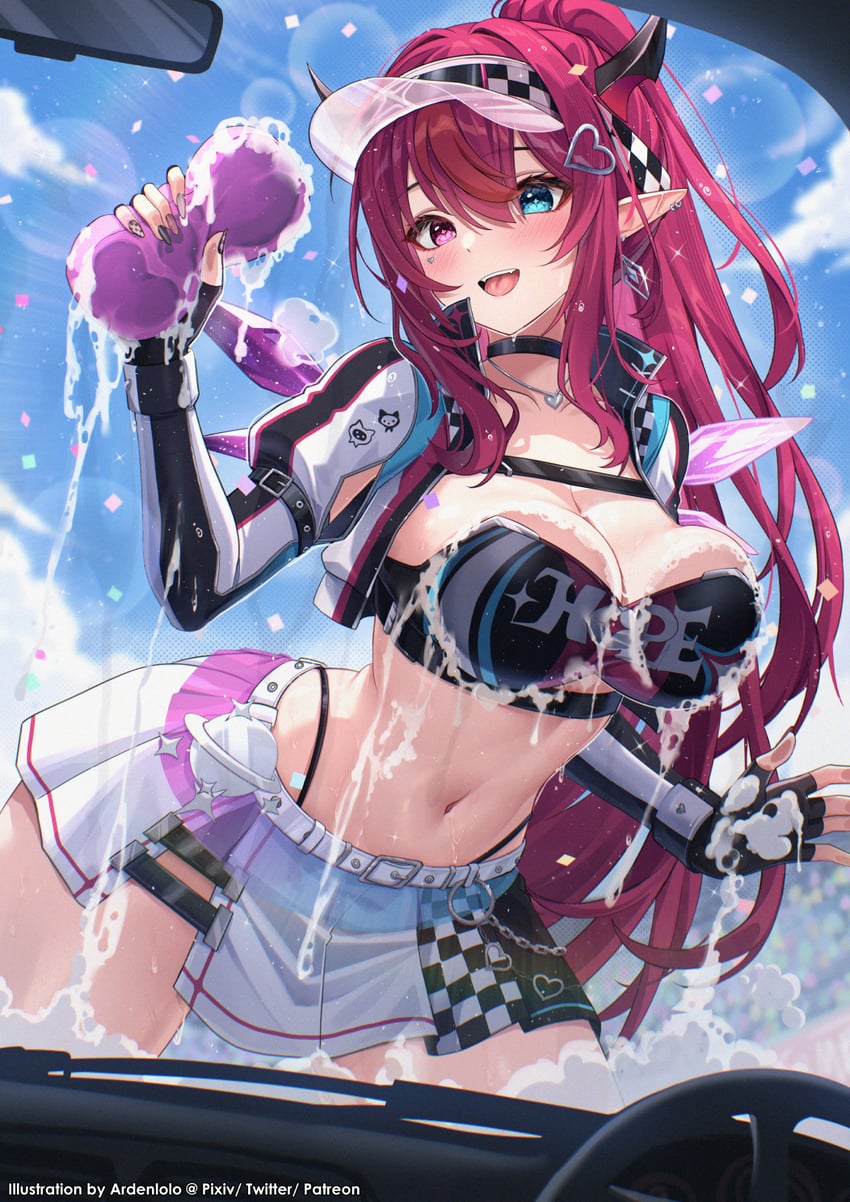 Hololive、Hololive英语、IRyS (Hololive) 1名女孩 :D 贴在玻璃上 靠在挡风玻璃上 抹胸