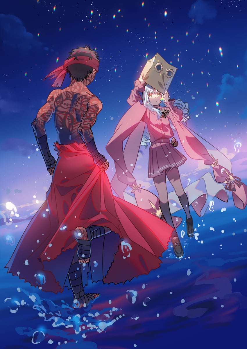 Fate/Grand Order、Fate/hollow ataraxia、Fate系列 1名男孩 1名女孩 套头袋子 包扎的手臂 缠着绷带的腿