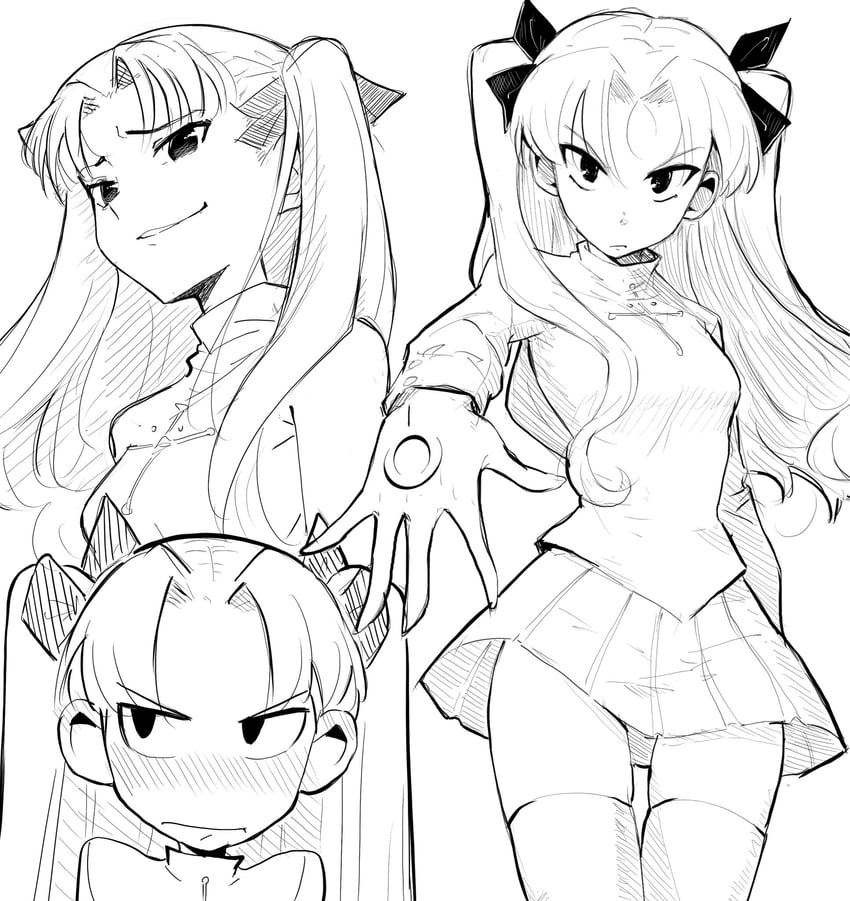 Fate/stay night、Fate系列、远坂凛 1名女孩 脸红 令咒 十字架 十字印花