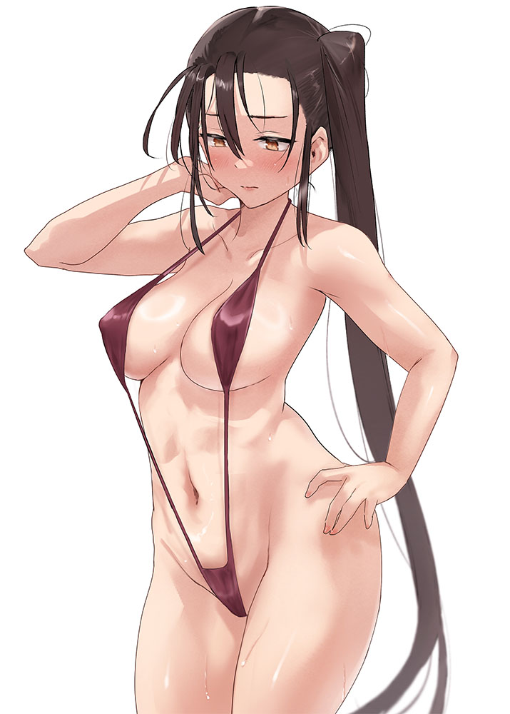舰队Collection、那智 (舰队收藏) 1名女孩 替换服装 黑发 乳房 棕眼睛