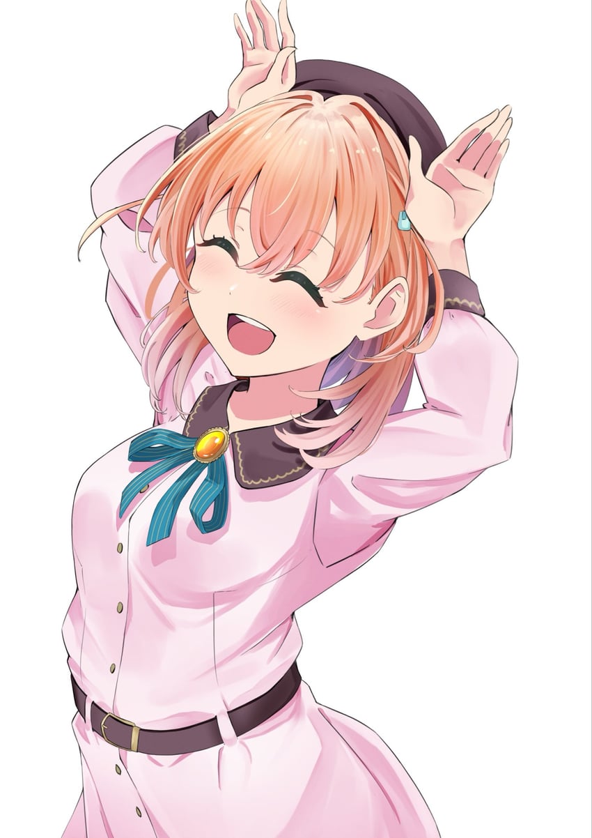 Dream Believers、Love Live!、Love Live! 莲之空女学院学园偶像部 1名女孩 :D 微笑 水色缎带 举起双手
