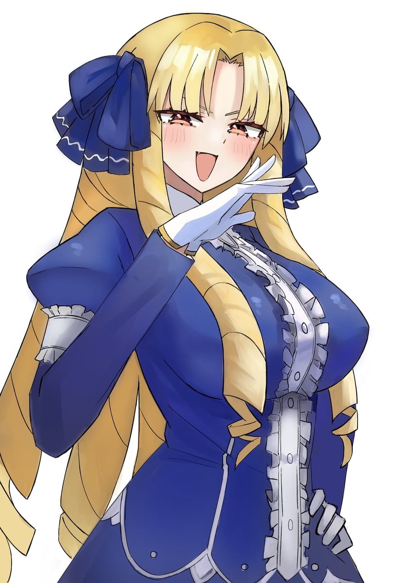 Fate/hollow ataraxia、Fate系列、露维亚瑟琳塔·艾德费尔特 1名女孩 金发 蓝色连衣裙 乳房 连衣裙