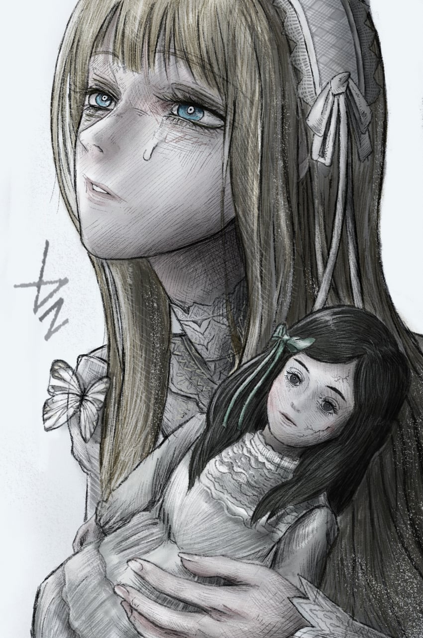 cineris somnia、charlotte (cineris somnia) 1名女孩 金发 蓝眼 虫子 蝴蝶