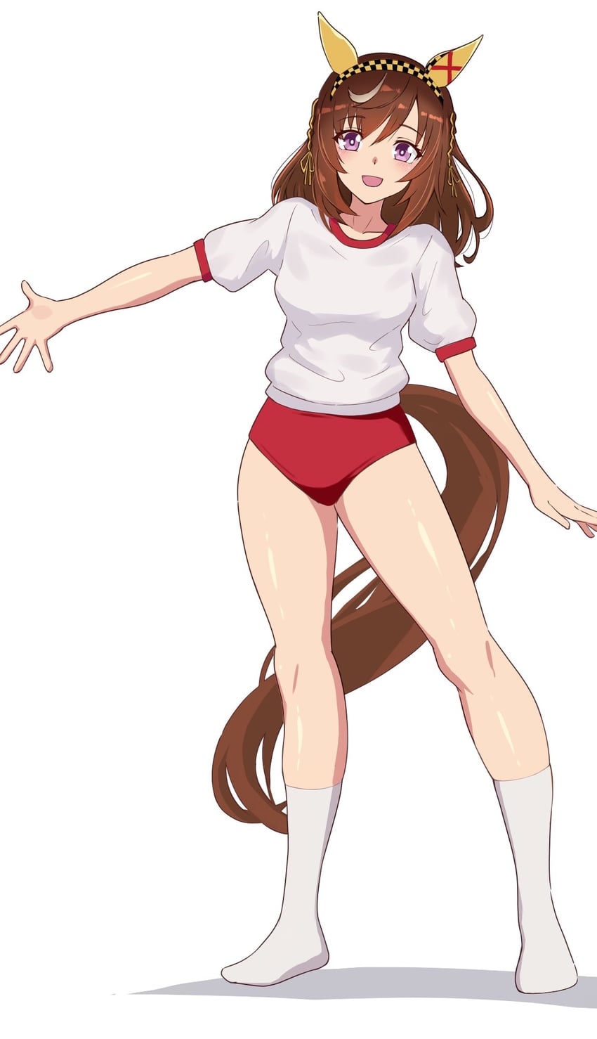 赛马娘、迷人景致 (赛马娘) 1名女孩 兽耳 脸红 辫子 乳房