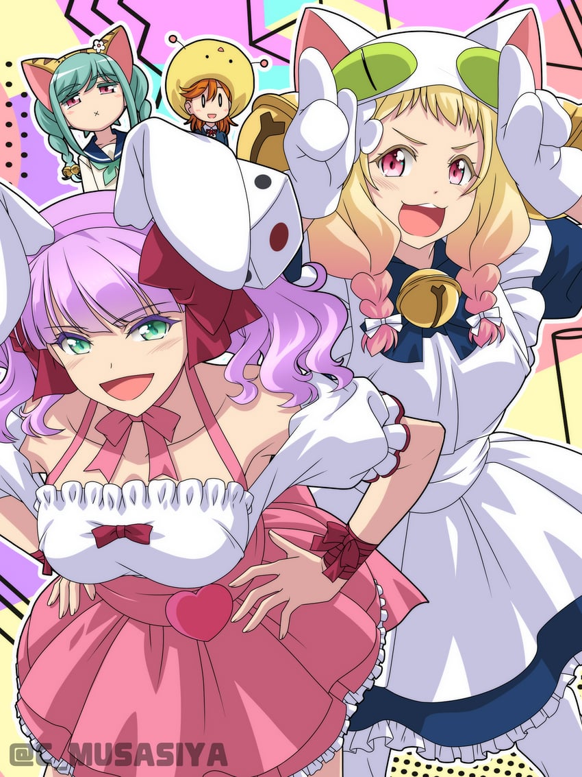 铃铛猫娘、Love Live!、Love Live! Superstar!! 4个女孩 猫脸笑 :D 兽耳 动物手