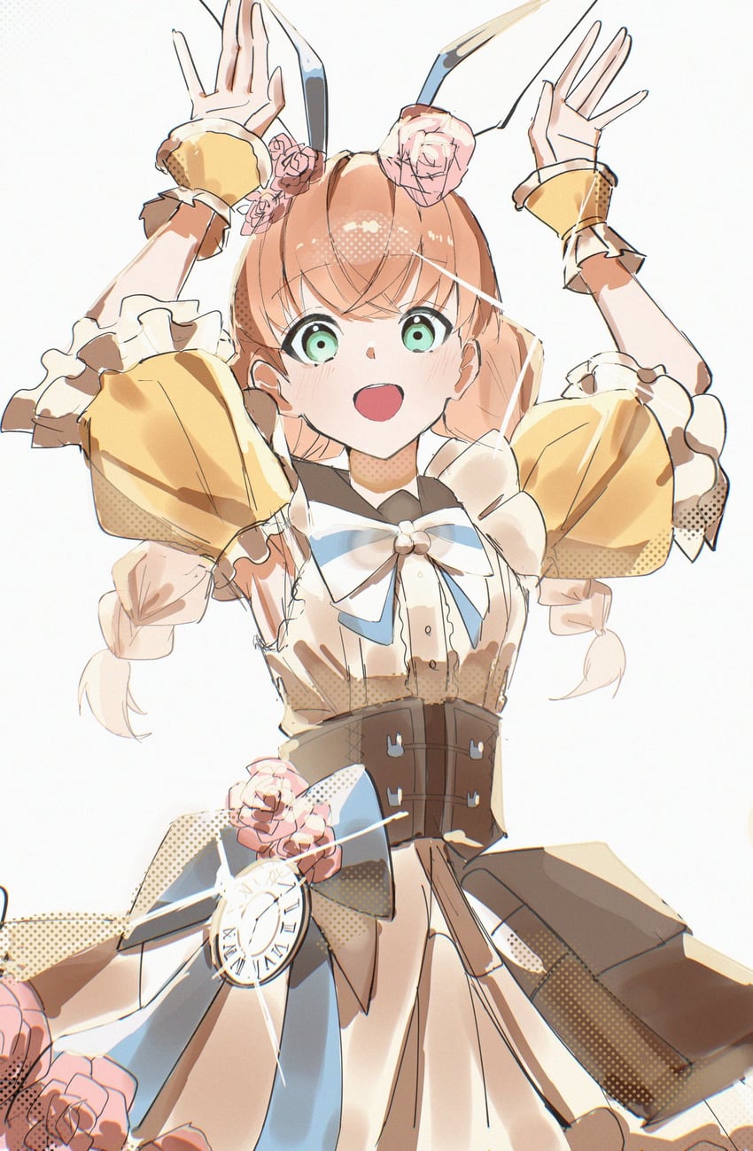 奇异与你与图书馆、Love Live!、Love Live! 莲之空女学院学园偶像部 1名女孩 :D 兽耳 腋下 举起双手