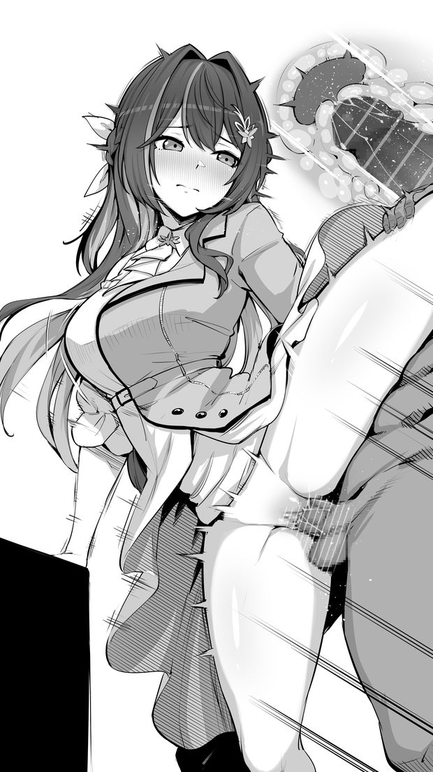 Hololive、AZKi 1名男孩 1名女孩 条状遮挡 脸红 乳房