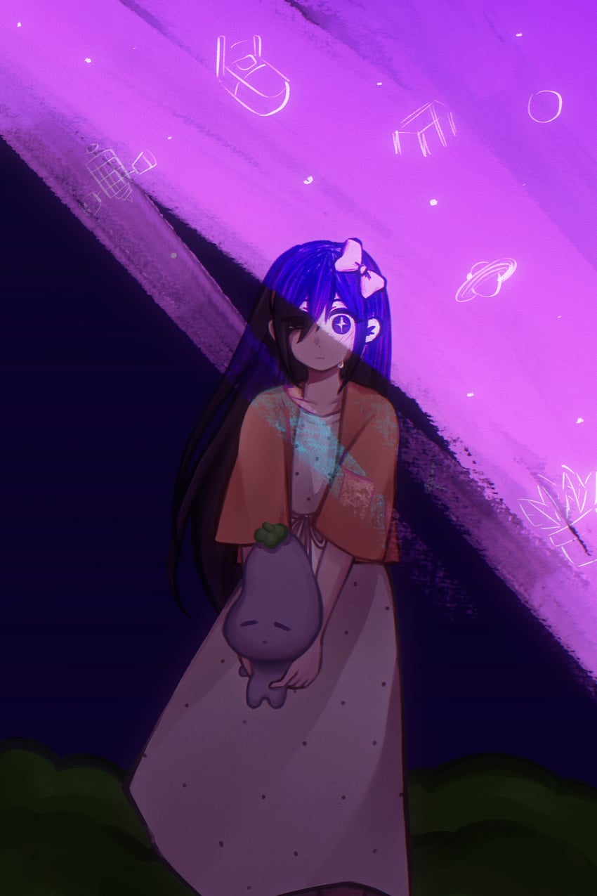OMORI、阿比 (OMORI)、奥布里 (脑内世界) (OMORI) +_+ 1名女孩 幼化 替换服装 黑瞳