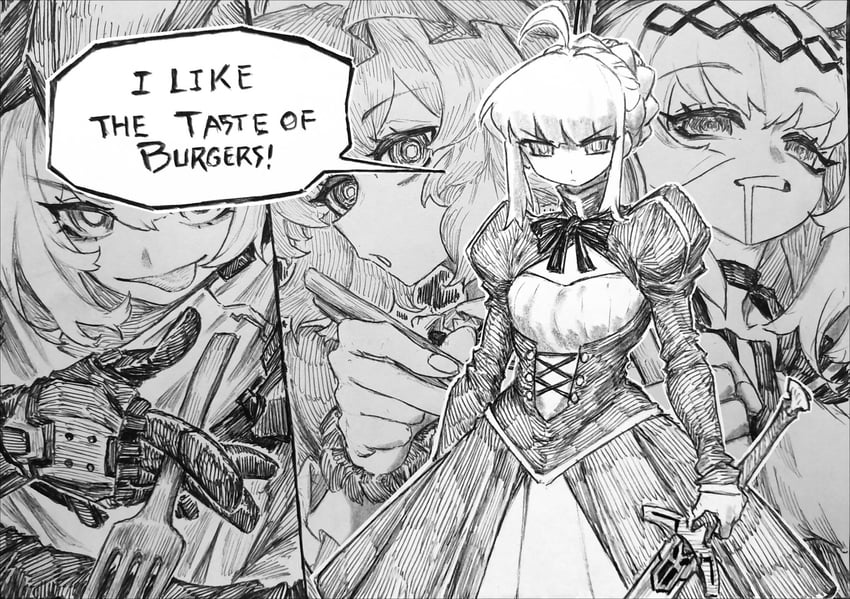 Fate/stay night、Fate系列、胜利女神：妮姬 120%的潜力（梗） 4个女孩 兽耳 蝴蝶结 蝶形领结