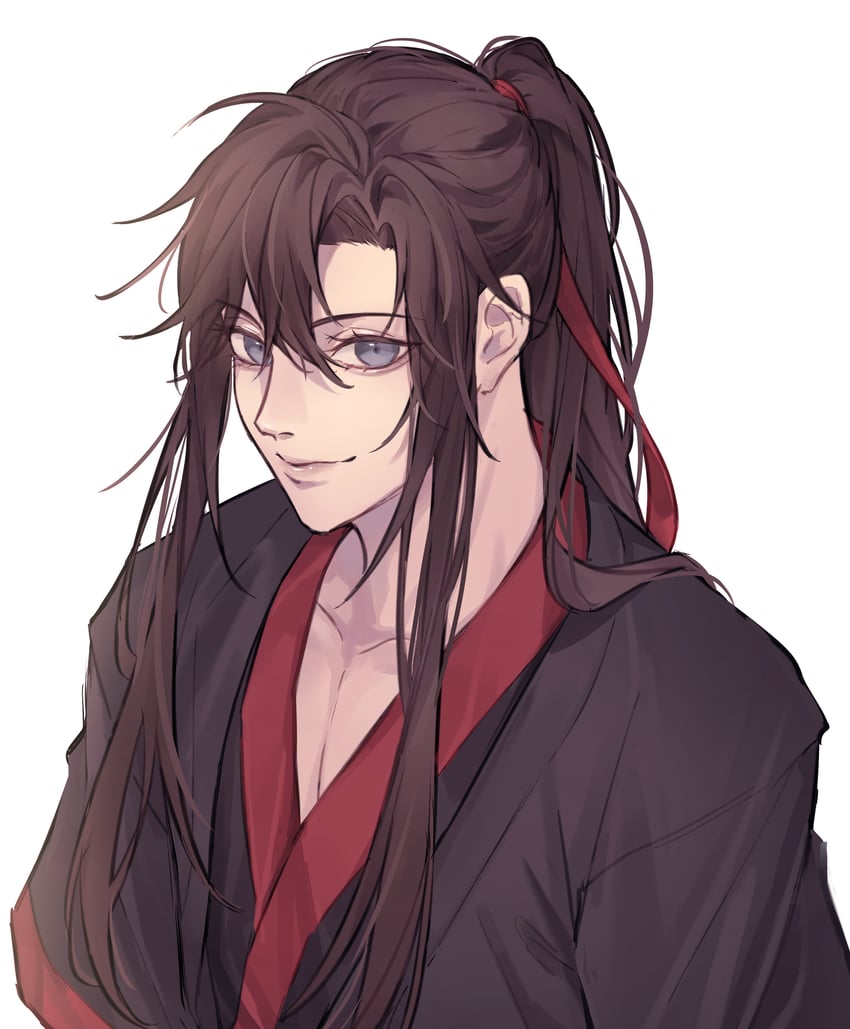 魔道祖师、魏无羡 1名男孩 呆毛 美少年 黑发 黑色汉服