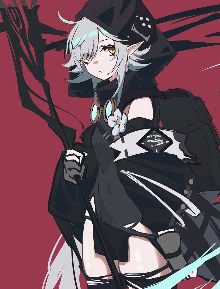 明日方舟、图米蜜 (明日方舟) 1名女孩 :< 包 露肩 黑包