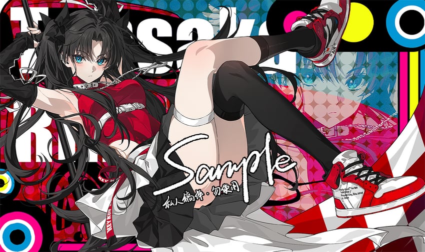 Fate/stay night、Fate系列、远坂凛 1名女孩 替换服装 腋下 举起双手 不对称腿部穿着