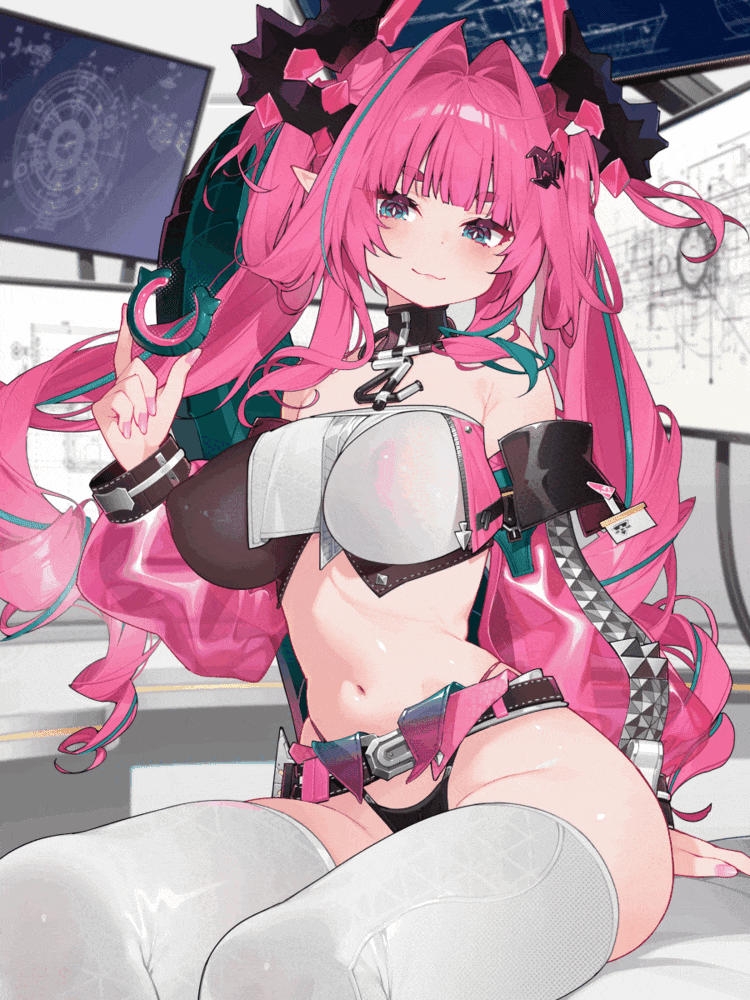 明日方舟、明日方舟：终末地、依冯娜 (明日方舟) 1名女孩 猫脸笑 腰带 黑色皮带 黑角