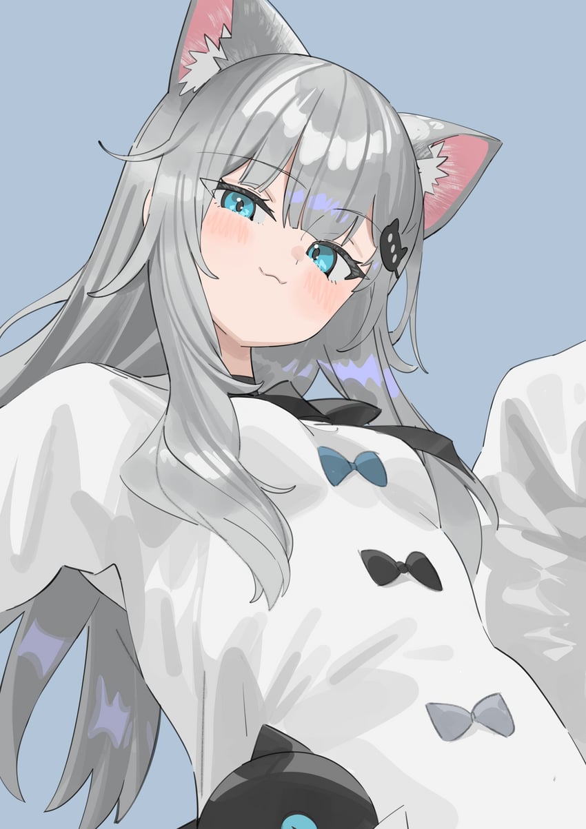 个人势虚拟主播、Nachoneko 1名女孩 猫脸笑 兽耳 蓝眼 乳房