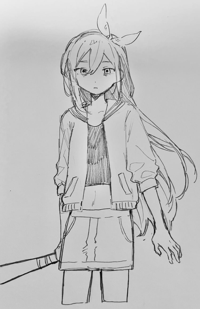 OMORI、阿比 (OMORI)、Aubrey (OMORI) 1名女孩 闭嘴 锁骨 露脐短衫 牛仔布