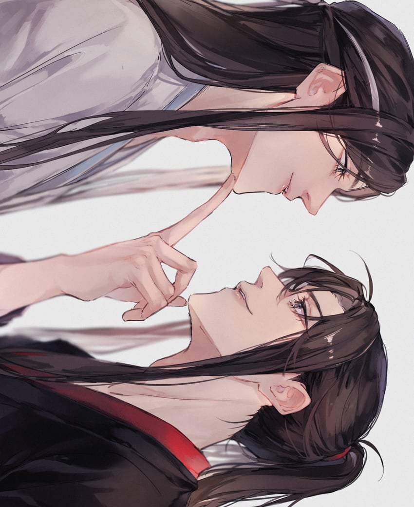 魔道祖师、蓝忘机、魏无羡 2个男孩 美少年 黑发 黑色汉服 中国风服饰