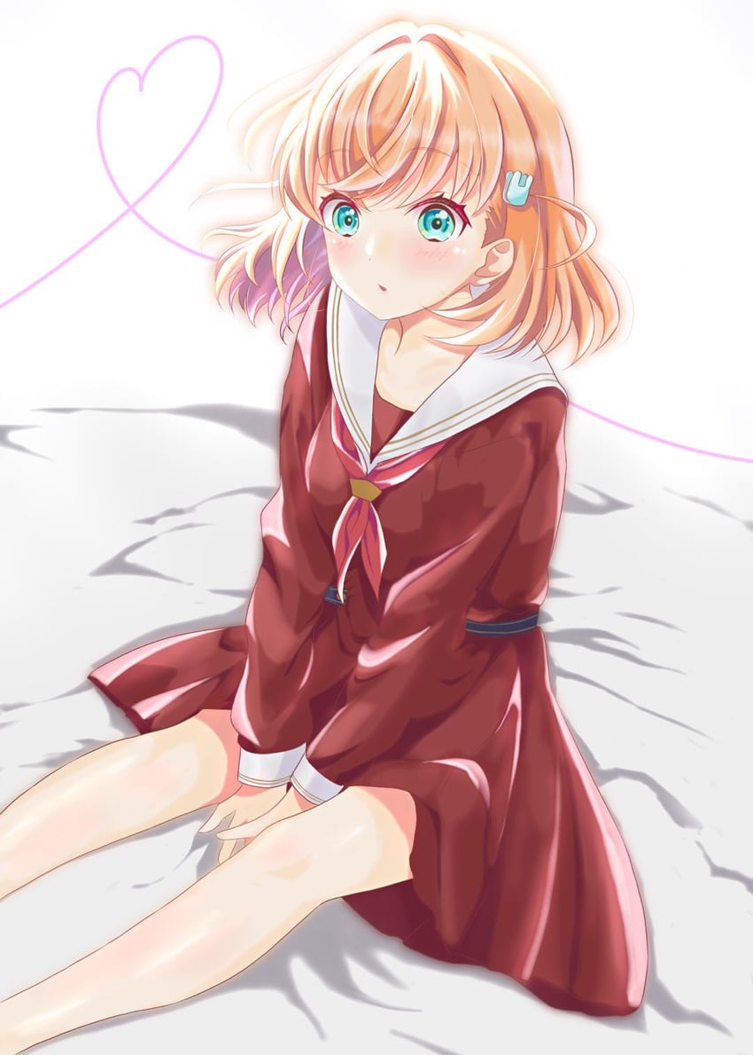 Love Live!、Love Live! 莲之空女学院学园偶像部、日野下花帆 1名女孩 水色瞳 脸红 连衣裙 脚部不在画面内