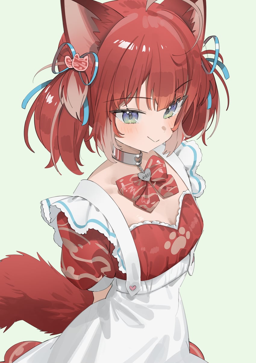 Crazy Raccoon、赤见露比 1名女孩 :> 呆毛 兽耳 围裙