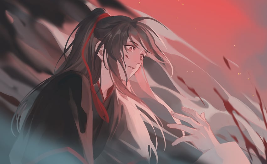 魔道祖师、魏无羡 1名男孩 1个其他角色 呆毛 美少年 黑发