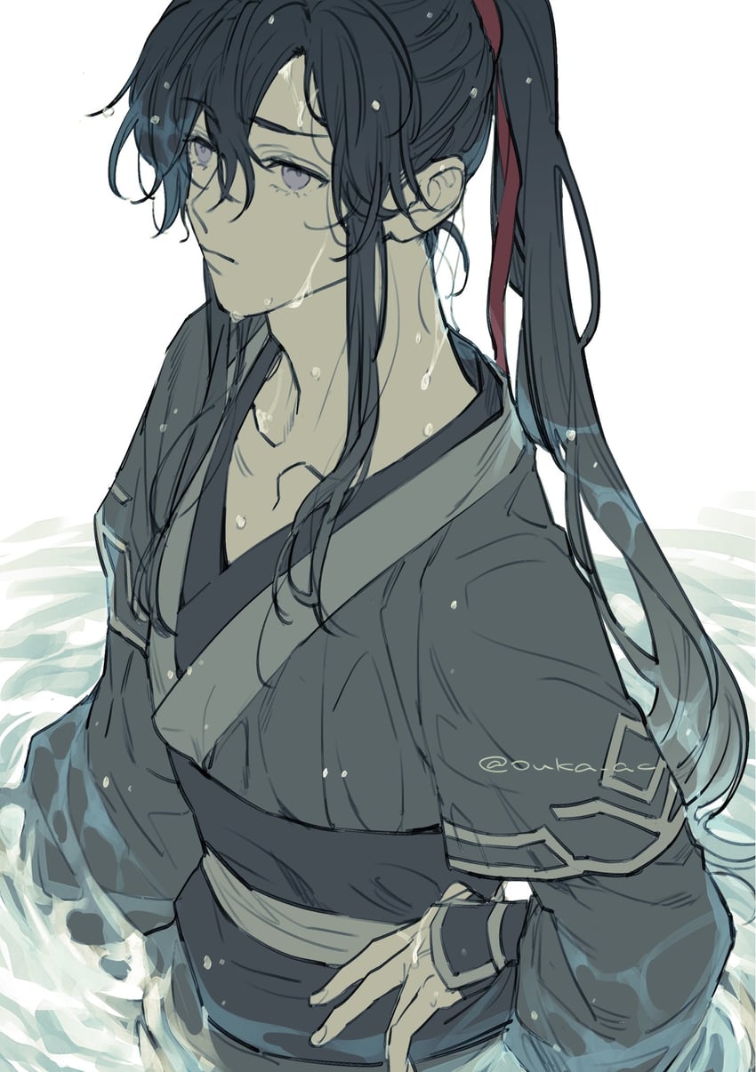 魔道祖师、魏无羡 1名男孩 美少年 黑发 黑色汉服 中国风服饰