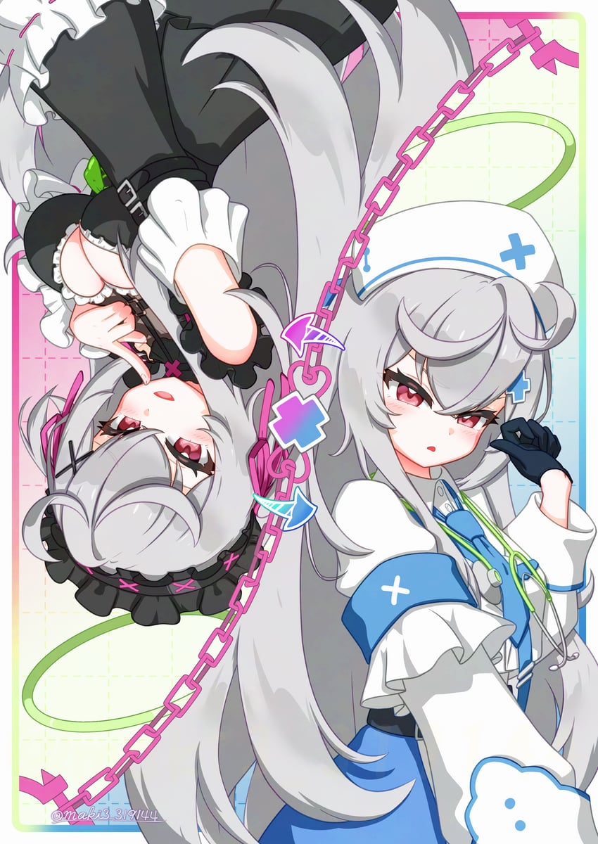 史黛拉·索拉、Beatrixa (Stella Sora)、莉莉贝亚 (Stella Sora) 2名女孩 手臂支撑 露肩 黑色连衣裙 黑色手套