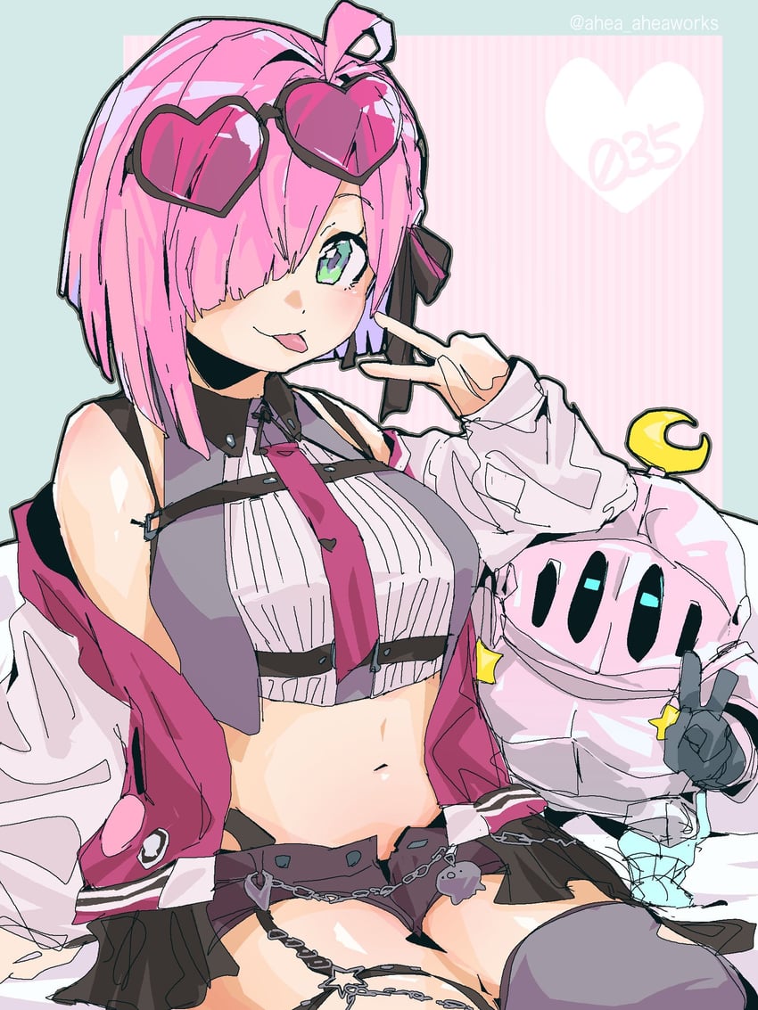 Hololive、姬森璐娜、姬森璐娜 (街头装) 1名女孩 :p 呆毛 发型长度变动 (更短) 铠甲