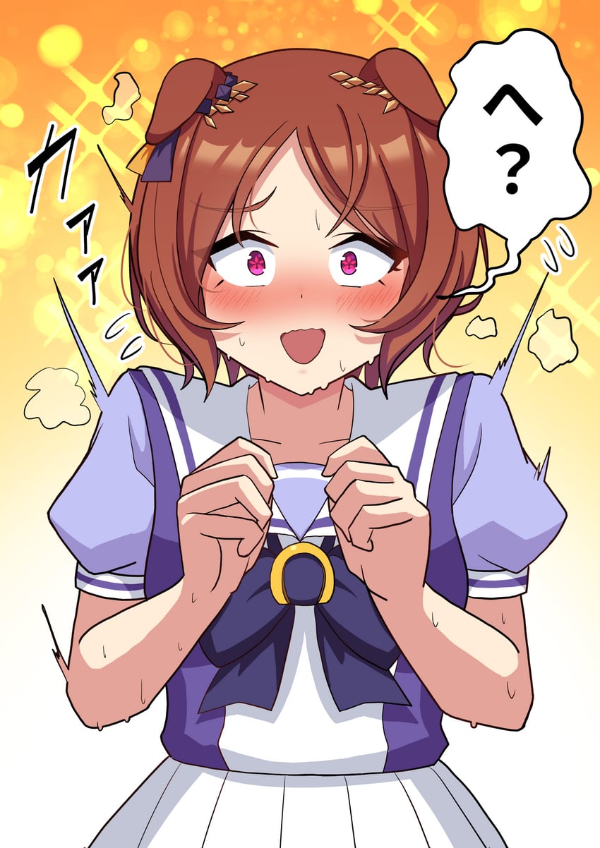 赛马娘、樱花桂冠 (赛马娘) 1名女孩 问号 兽耳 脸红 蝴蝶结