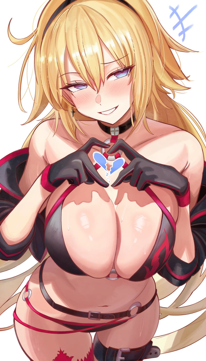 Fate/Grand Order、Fate系列、贞德 (Fate) 1名女孩 露肩 比基尼 黑色比基尼 金发