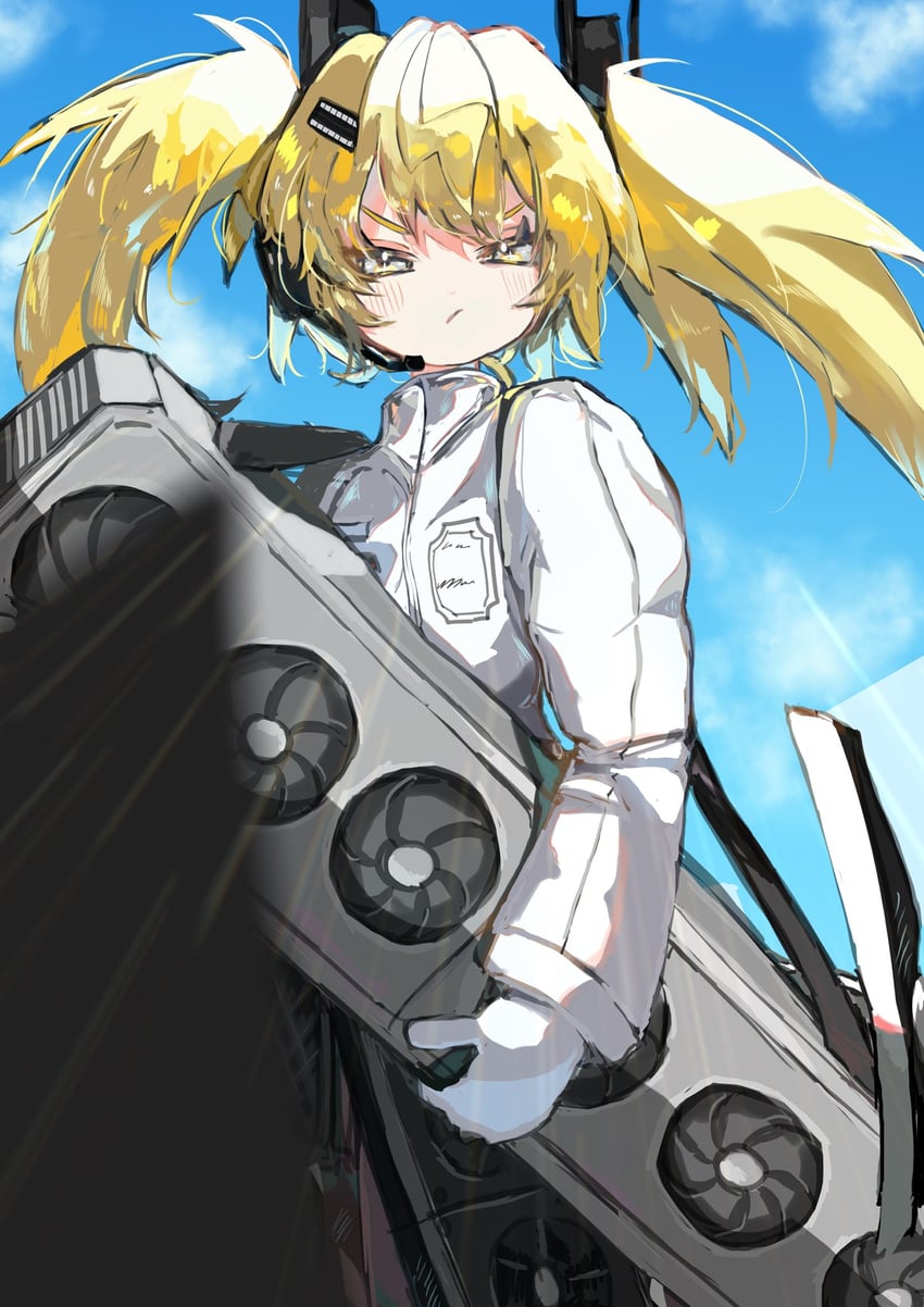 原创、mekanigahara kizashi 1名女孩 金发 蓝天 借用的角色 闭嘴