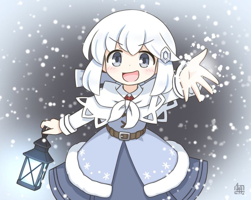 原创、露米里卡 (北川水月) 作者标志 腰带 黑色背景 蓝色夹克 蓝裙子