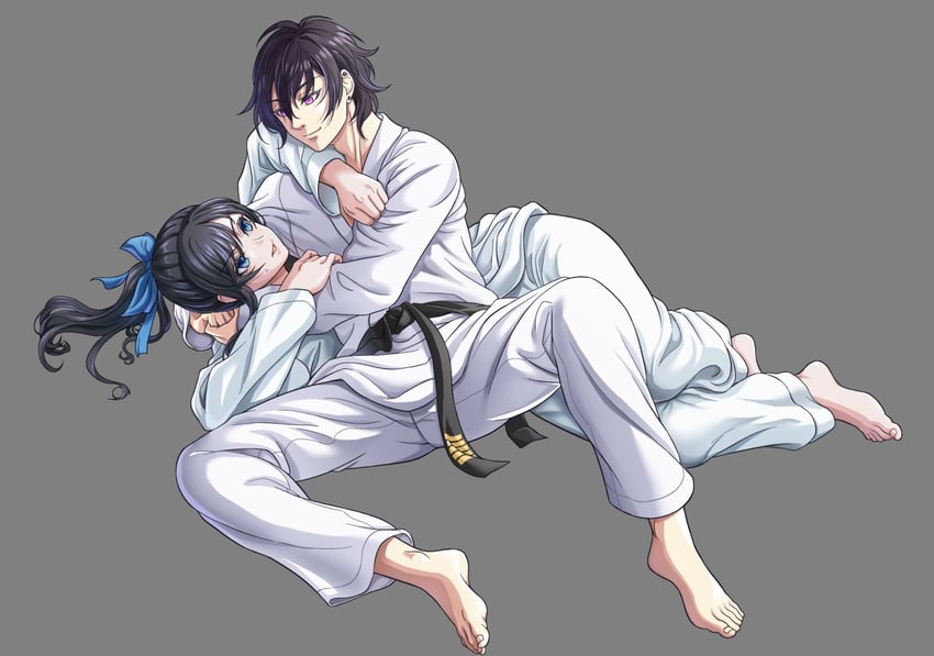 原创、青山紫苑、yoshiro (yoshirojudo) 1名男孩 1名女孩 搂脖子 赤脚 腰带