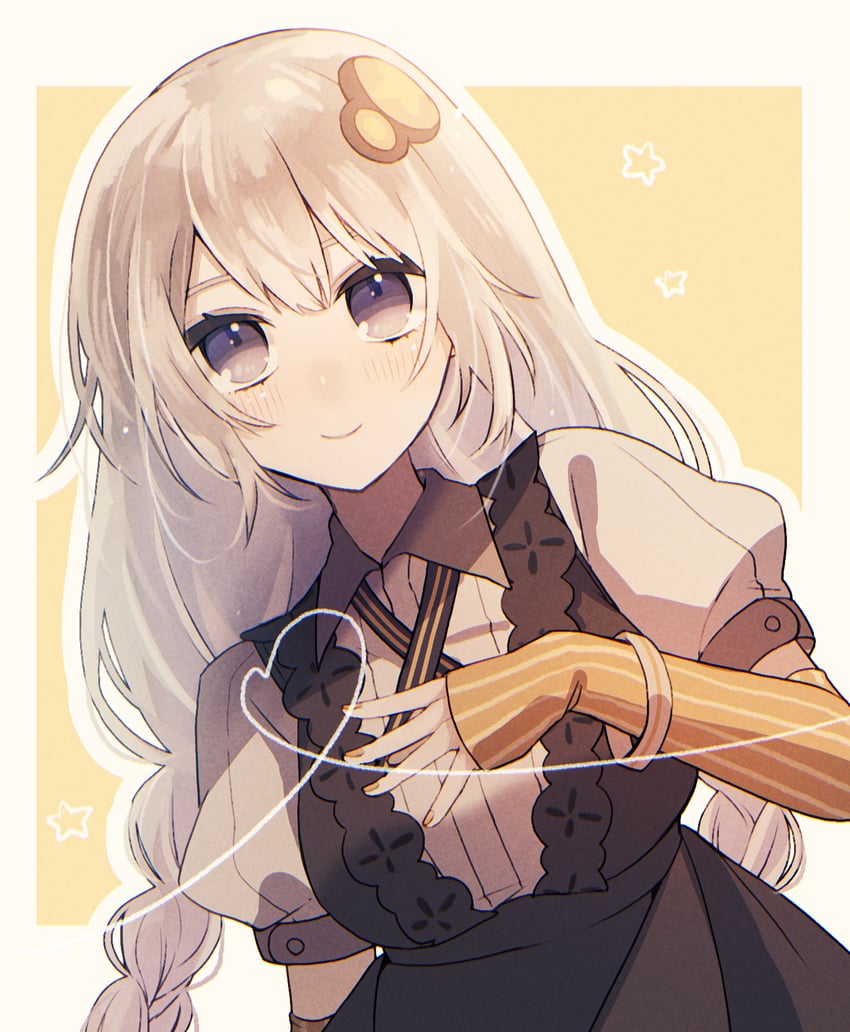 VOCALOID、VOICEROID、紲星灯 1名女孩 黑色连衣裙 脸红 边框 辫子