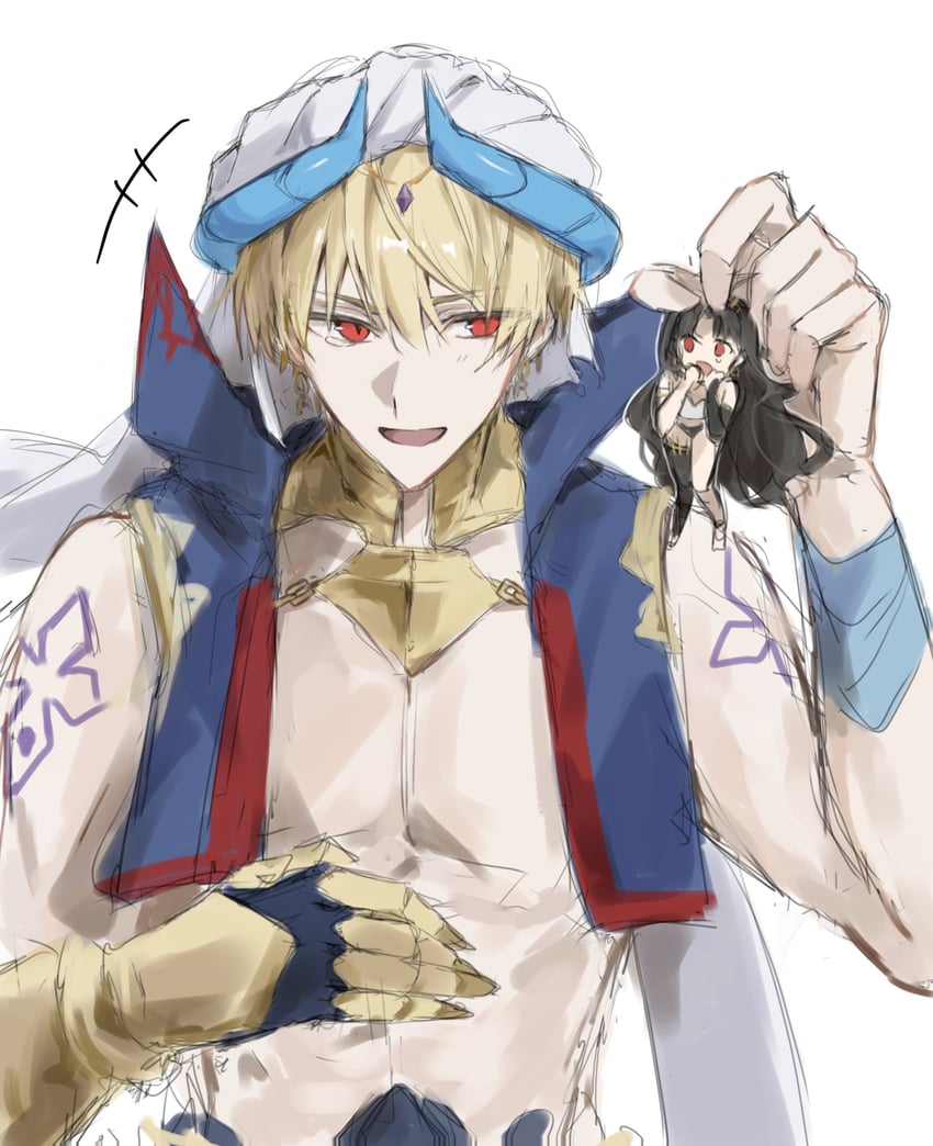 Fate/Grand Order、Fate系列、吉尔伽美什 (Caster) (Fate) +++ 1名男孩 1名女孩 铠甲 露肩