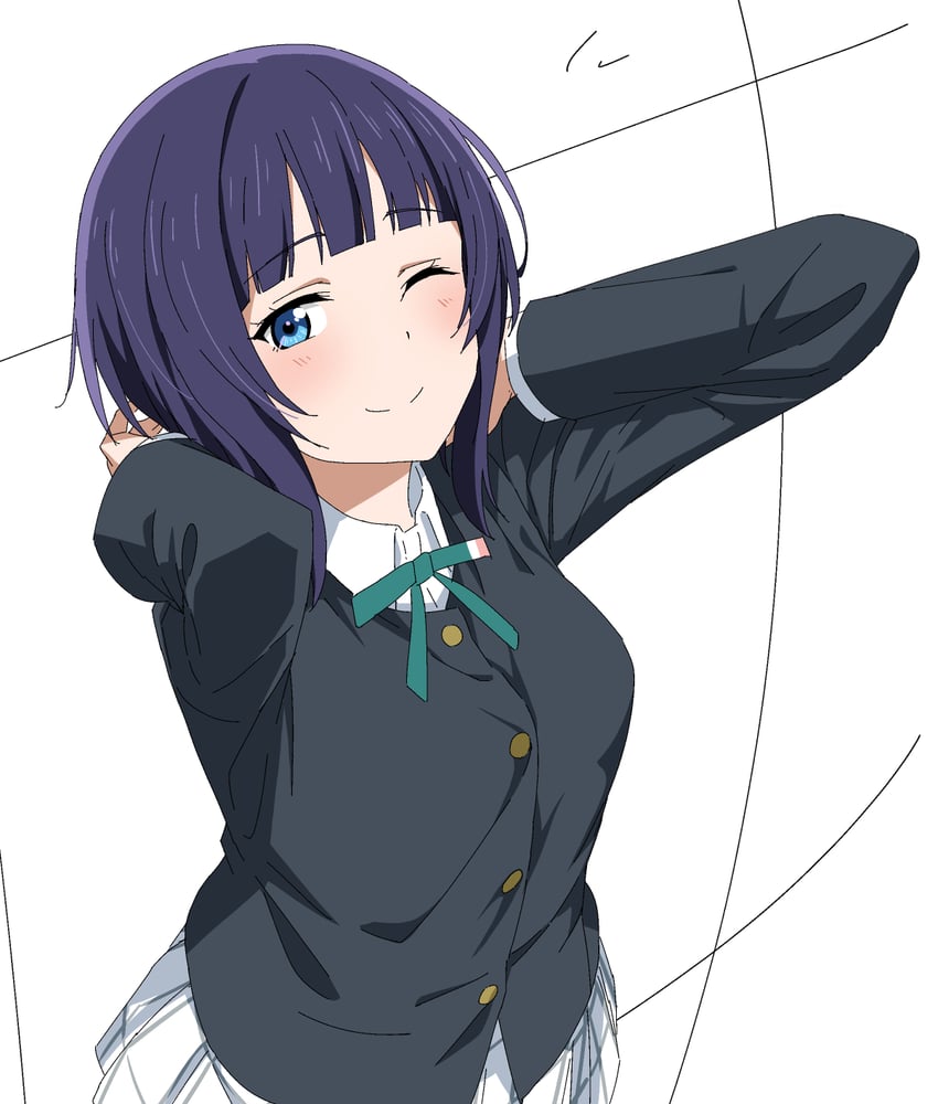 Love Live!、Love Live! 虹咲学园学园偶像同好会、朝香果林 1名女孩 ;) 双手背在身后 黑发 蓝眼