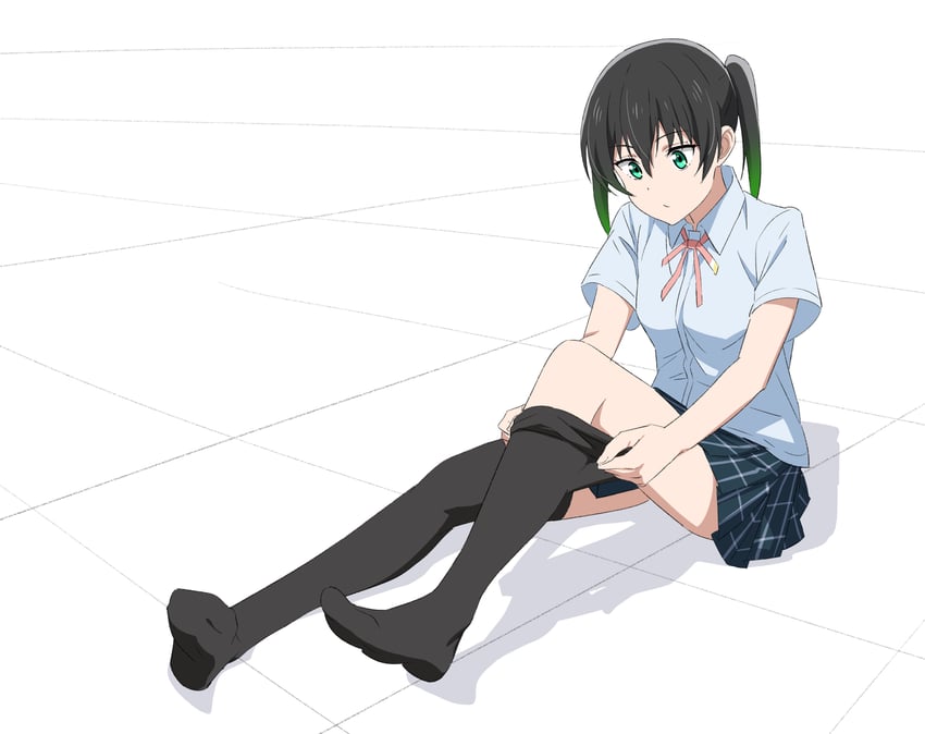 Love Live!、Love Live! 虹咲学园学园偶像同好会、高咲侑 1名女孩 黑色过膝袜 乳房 闭嘴 穿衣