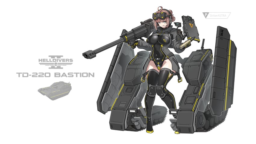 地狱潜者 (系列)、原创 1名女孩 反坦克炮 armor skirt 作者名 黑色连体衣