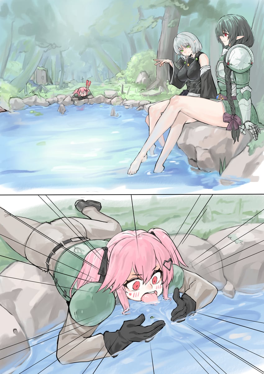 战锤40K、星界军 ! 两格漫画 3人女子 铠甲 手放在身体两侧
