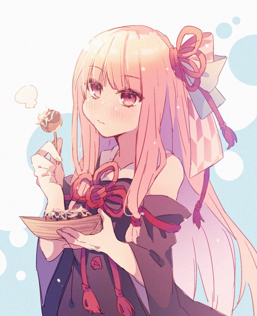VOICEROID、琴叶茜 1名女孩 露肩 黑色连衣裙 黑色袖子 柴鱼片