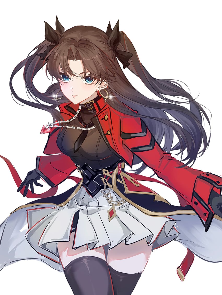 Fate/stay night、Fate系列、崩坏：星穹铁道 1名女孩 黑色手套 黑发 黑衬衫 黑色过膝袜