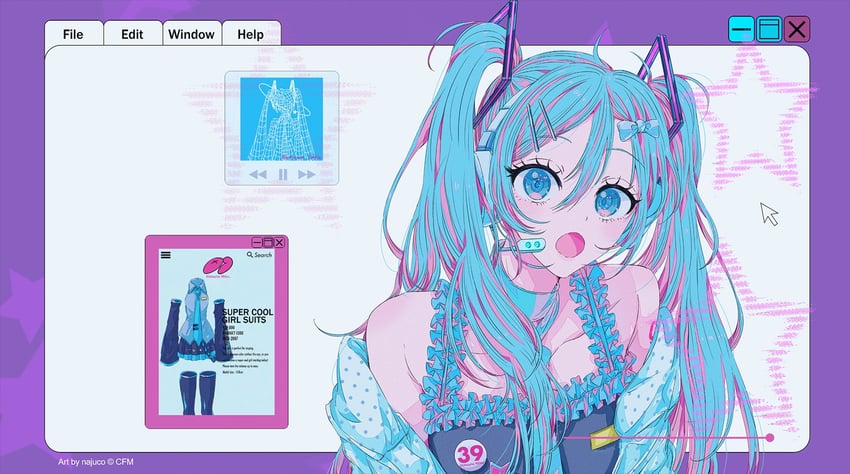 VOCALOID、初音未来 1名女孩 39 惊讶 替换服装 徽章