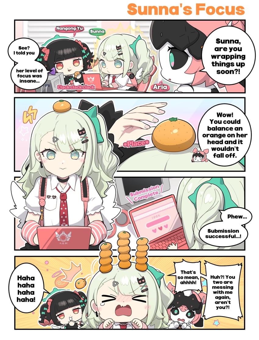 绝区零、艾琳 (机器人) (绝区零)、艾丽娅（绝区零） 3人女子 四格漫画 :t 闭眼挤眼 @_@