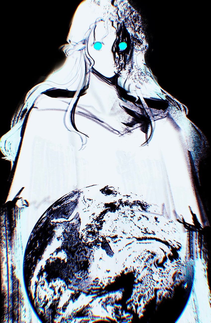 最终幻想、最终幻想14、维涅斯 (最终幻想14) 1名女孩 抽象 黑色背景 蓝眼 辫子