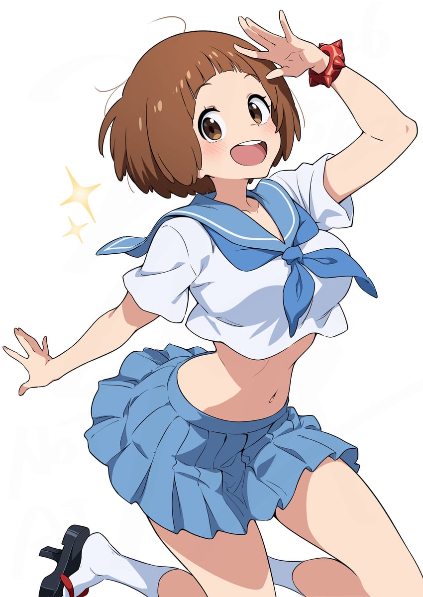 斩服少女、满舰饰真子 1名女孩 :D 黑凉鞋 蓝色领巾 蓝色水手领