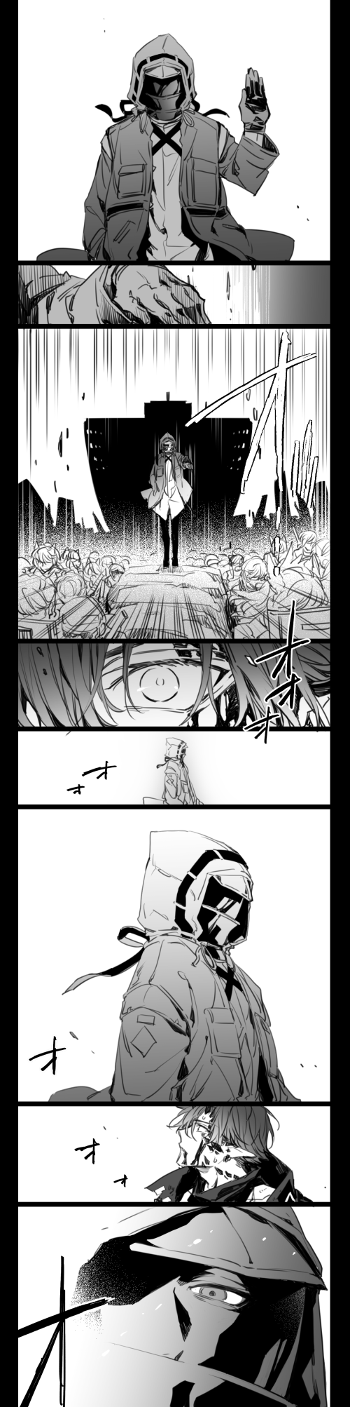 明日方舟、博士 (明日方舟)、炎客 (明日方舟) 1名男孩 1个其他角色 血 漫画 手套