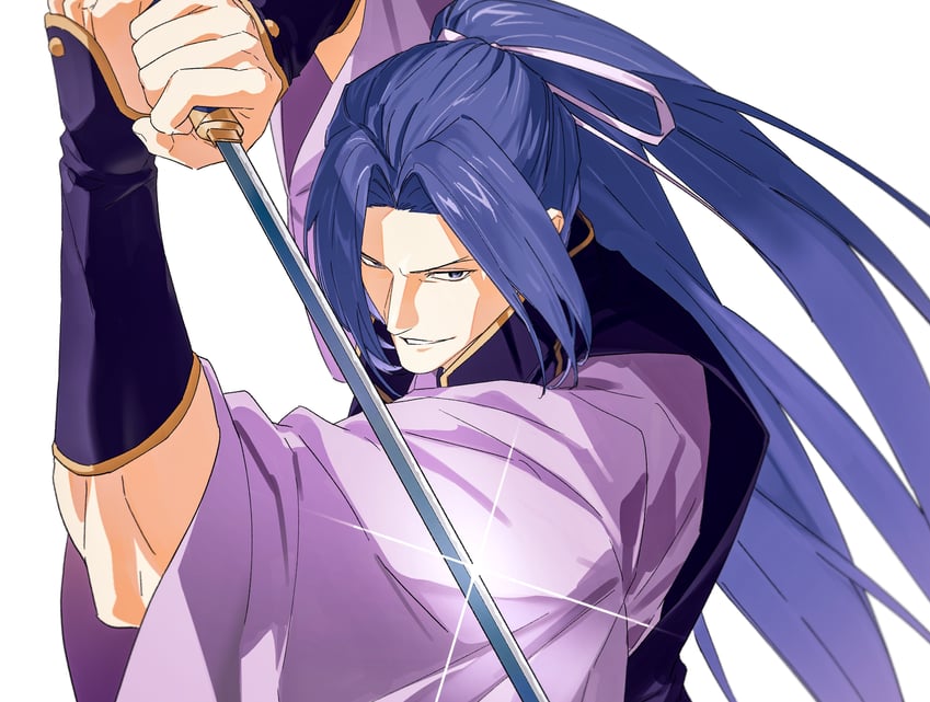 Fate/stay night、Fate系列、佐佐木小次郎 (Fate) 1名男孩 蓝眼 蓝发 垂帘发型 闪光
